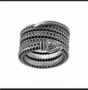 NEW With Tag Bag Box GUCCI Sterling Silver Snake Ring FOUR Band Wrap Size 6.75