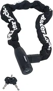 MasterLock Integrated Keyed Bike Lock with Key - 0.9m Bike Lock Cable with Nylon Sleeve - Heavy Duty Hardened Steel Chain with Anti-Pick Lock