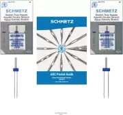 Stretch Twin Sewing Machine Needle Combo Pack 2 Needles Total and 1 ABC Pocket