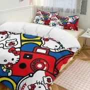 v856 Hello Kitty 3-Piece Twin Bed Set - Includes 1 Single Comforter And 2 Pillowcases Bedding - Fade Resistant Microfiber - Hello Kitty io856