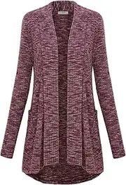 [JCZHWQU] Womens Casual Open Front High Low Cardigan Sweaters with Pockets