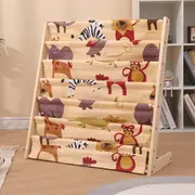 6 Tier Sling Bookshelf for Kids: Wooden Storage Book Rack, Toy Organizer