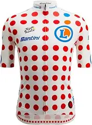 サンティーニ(Santini) Men's Cycling Jersey, Short Sleeve Tour De France - Polka DOT Jersey, King of Mountain Jersey, Fan Line