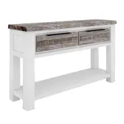 Homestead 2 Drawer Timber Hall Table - White/Wood