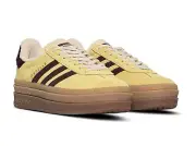 adidas Gazelle Bold Almost Yellow Maroon Wedge Sneakers Shoes Women Size