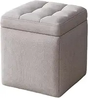 Storage Ottoman, Foldable Small Ottoman Foot Rest, 30 X 30 Cm Foot Stool, Ottoman with Storage, Load Up to 130 Kg, for Living Room, Bedroom, Dorm(Light Grey)