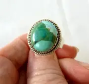 NEW Artisan HaDa Collection Turquoise Ring 925 Sterling Silver Adjustable Size