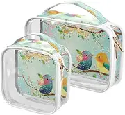 [sanluoli] 2 Pack clear Parents' Day Bird Family Cute toiletry bag men TSA approved portable bag travel cosmetic Airport Airline Compliant, Parents' Day Bird family cute