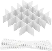 12 PCS Drawer Dividers， Hantoc Adjustable Drawer Storage Organizer DIY Plastic Grid Drawer Dividers Closet Separator for Clutter Kitchen Cutlery Dresser Makeup Tools Socks 32.4 x 7 cm White