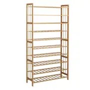 10-Tier Bamboo Shoe Rack Wooden Shelf Stand Storage Organizer