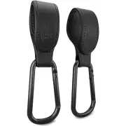Baby Uma Stroller Hooks for Bags (2 Pack) - Faux-Leather Stroller Clips and Hook
