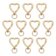 10 Pcs Heart Keychain Clip Heart Swivel Key Ring Snap Hooks Clip Light Gold