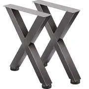 VEVOR Set of 2 Steel Table Legs, 28'Height 24'Wide Dining Table Legs, Heavy Duty 3.1" Square Box Section X Frame Table Legs, 28x24x3.1 Inch Original C