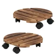 Fin 2Pcs Large Plant Pot Stand Wooden Mover Trolley Garden Planter Stand 360° Wheels