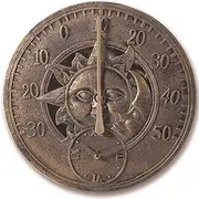 Wall Clock Garden Thermometer Clock Outdoor Vintage Wall Clock Decoration Retro Wall Clock and Moon Pattern Waterproof and Practical