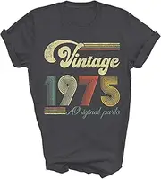 [SDVN] Vintage 1975 Made in 1975 49th Birthday 49 Year Old Unisex Shirt Gift Women Men T-Shirt (Dark Heather;L)