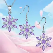 Snowflake Purple Crystal Jewelry Set Necklace & Earrings