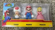 Nintendo Super Mario Toad, Mario, and Peach Action Figure Set New