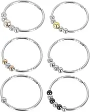 YARNOW 6Pcs Adjustable Fidget Relief Rings Stylish Stainless Steel Anxiety Rings with Beads for Men and Women Simple Stress Relievers for Daily Wear