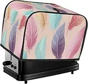 Colored Feathers Print 2 Slice Toaster Cover Fingerprint Bread Maker Protectors,Kitchen Small Appliance Dust Cover