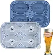 Football Ice Ball Mold,Novelty Ice Ball Molds with 4 Cavities - Non-Stick Fondant Mould, Easy Demoulding with Funnel for Chocolate, Candy, Whiskey, Cocktails