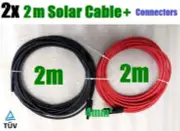 2 x 2m Solar Cable Connectors Wire From Solar Panel to regulator 4mm² Lead Plug