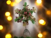 13" Pine Cone Christmas Snowflake Tree Topper