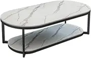 Coffee Table Double Layer Side End Table Coffee Table Marble Sofa Table Light Luxury Couch Table for Living Room Coffee Snack Laptop Tea Table, Easy Assembly (Color : White, Size : Small)