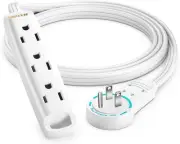 3Ft Black 360° Rotating Flat Plug Extension Cord with 3 Outlets on One Side