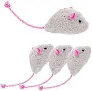 Abaodam 4pcs Plush Mouse Simulation for Cats Realistic Chewing and Interactive Teething Play Durable Indoor Entertainment for Feline Friends Safe Plush Material