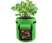 2PCS 10 Gallon Potato Grow Containers Planter Bag Pouch Root Plant Growing Pots Side Window Green