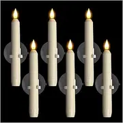 6 Pcs Flameless LED Window Candles Flameless Candles with Sensor, Dusk to Dawn Timer Electric LED Light Christmas Candle Decoration with Suction Cups, Christmas Sensor Lights (6 Pack)