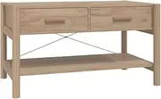 [vidaXL] Classic Coffee Table with Solid Pinewood Leg for Home - Rectangular, Brown, Engineered Wood, Scandinavian Style, 82x48x45 cm