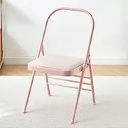 Eqvexd Yoga Auxiliary Chair,Foldable Backless,Yoga Chair Iyengar,Solid Anti Slip,Backless Yoga Chair Prop,Metal Folding Chair,Pink-82.5cm×44.5cm