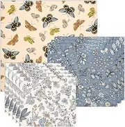 9 Pcs Beeswax Food Wraps, Reusable Beeswax Wraps for Food Safe Easy to Use Flower Patterns Beeswax Paper Washable Beeswax Wraps Sustainable Organic Cotton Food Wraps for Food Storage (Style B)