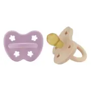 Hevea Round Teat Pacifiers Light Orchid and Sandy Nude 2 Pack (3 to 36M)