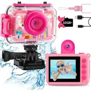 Kids Waterproof Camera - Underwater Camera Birthday Gifts for Girls Boys