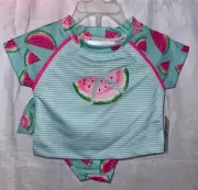 Lemon Kiss Girls Blue 12 Months Sliced Watermelon Bathing 2 Piece Set New NWT