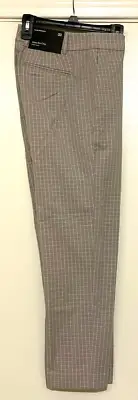 NWT Club Monaco Matie Slim Crop Light Gray White Checkered Trousers Pants Sz 00