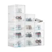 Luxsuite Plastic Shoe Boxes Clear Stackable Organiser 12 Pack