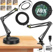 10X Magnifying Glass with Light and Stand 2-In-1 Desk Lamp with Clamp 5 Color