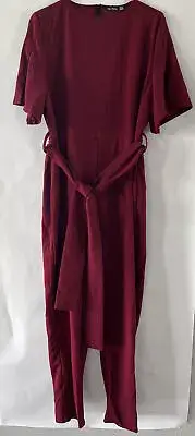 Boohoo Man Women’s Plus Size UK 20 US Size 16 Cap Sleeve Belted Jumpsuit