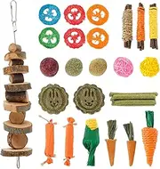 28Pcs Wood Rabbit Chew Toy, Bite Resistant Hamster Teething Toy, Wood Chew Sticks for Small Pets, Attract Attention Hamster Chewing Set Safe, for Teeth Care and Small Pet Entertainment