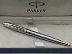 Parker Sonnet Ballpoint Pen Silver Circle Fine Nib Blue Ink Refill No Box