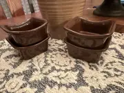 NEW RACHAEL RAY Square STONEWARE RAMEKINS DIPPING DISH, 3 Oz Set Of Four, BROWN