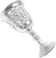 Kichvoe Chalice Goblet Communion Cup, Vintage Goblet Wine Chalice Flower Embossed Shot Glasses Cocktail Table Whiskey Witchcraft Cup Drinking Vessel Shot Glasses Silver