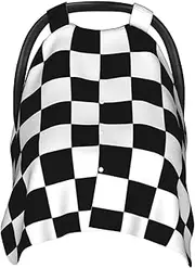 Checkerboard Car Seat Covers for Babies Carseat Canopy Cover Nursing Cover for Boys Girls Baby
