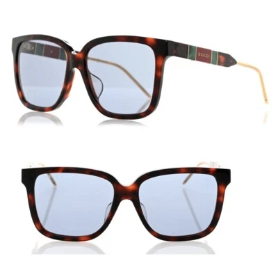 NEW Gucci Square Sunglasses GG0599SA Tortoiseshell Pearlescent Havana Blue