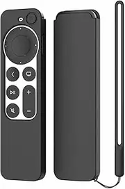 Protective Silicone Case Compatible with Apple TV Siri 2021 4K/2nd Generation Remote,Anti-Slipping Durable Full Protection Perfect Access, Shock Absorption Washable Case (Black)