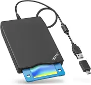 USB 2.0 External 3.5" Floppy Disk Drive 1.44MB FDD for PC Mac Windows Black